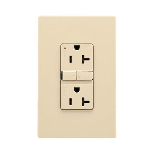 Main product image of Slim Afgf Receptacle, Self-Test, #14 -10 Awg 20A 125V, Afgf, Ivory, 5-20R, 2-Pole 3-Wire, TRAG20V