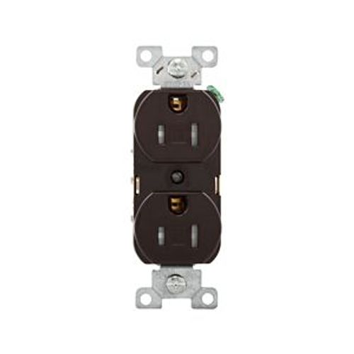 Main product image of Commercial Duplex Receptacle, #14-10 Awg 15A 125V, Back & Side, Brown, Pvc Body, TRBR15B-BXSP