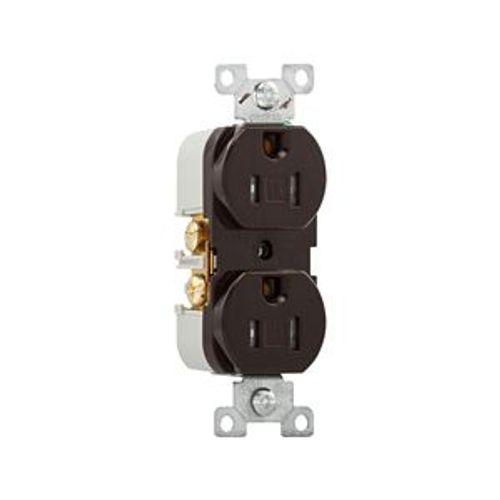 Main product image of Commercial Duplex Receptacle, #14-10 Awg 15A 125V, Back & Side, Brown, Pvc Body, TRBR15B-BXSP