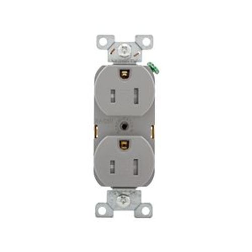 Main product image of Commercial Duplex Receptacle, #14-10 Awg 15A 125V, Back & Side, Gray, Pvc Body, TRBR15GYBXSP