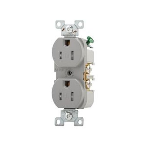 Main product image of Commercial Duplex Receptacle, #14-10 Awg 15A 125V, Back & Side, Gray, Pvc Body, TRBR15GYBXSP