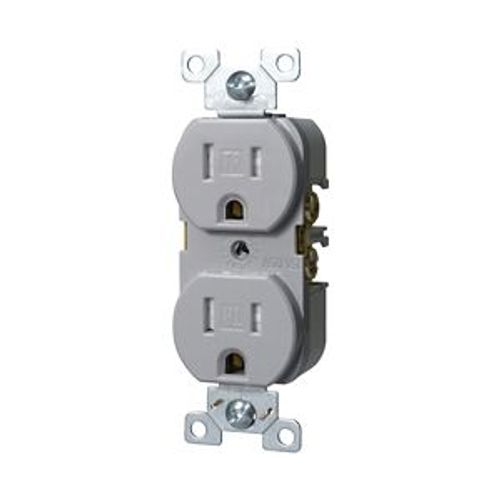Main product image of Commercial Duplex Receptacle, #14-10 Awg 15A 125V, Back & Side, Gray, Pvc Body, TRBR15GYBXSP