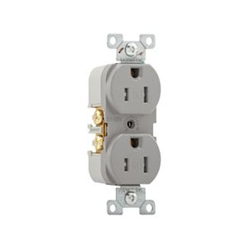 Main product image of Commercial Duplex Receptacle, #14-10 Awg 15A 125V, Back & Side, Gray, Pvc Body, TRBR15GYBXSP