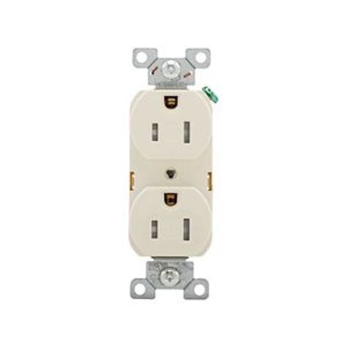 Main product image of Commercial Duplex Receptacle, #14-10 Awg 15A 125V, Back & Side, Light Almond, Pvc Body, TRBR15LABXSP