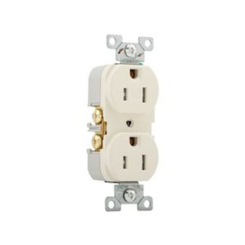 Main product image of Commercial Duplex Receptacle, #14-10 Awg 15A 125V, Back & Side, Light Almond, Pvc Body, TRBR15LABXSP