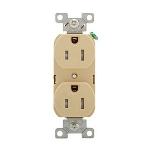 Main product image of Commercial Duplex Receptacle, #14-10 Awg 15A 125V, Back & Side, Ivory, Pvc Body, TRBR15V-BXSP