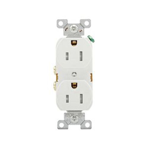 Main product image of Commercial Duplex Receptacle, Nema15Amp, 120Vac, Tamper Resistant Shutters, White, TRBR15W-BXSP