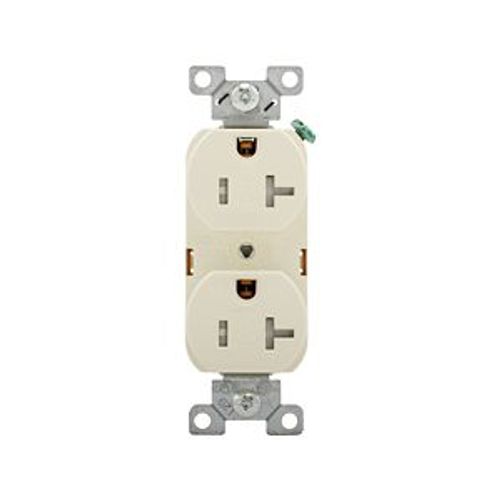 Main product image of Commercial Duplex Receptacle, #14-10 Awg 20A 125V, Back & Side, Almond, Pvc Body, 5-20R, TRBR20A-BXSP