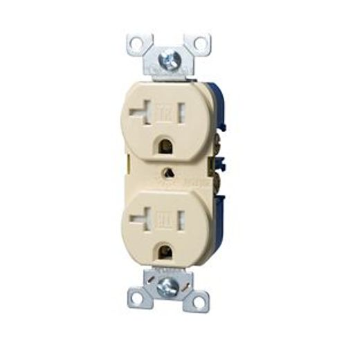 Main product image of Commercial Duplex Receptacle, #14-10 Awg 20A 125V, Back & Side, Almond, Pvc Body, 5-20R, TRBR20A-BXSP