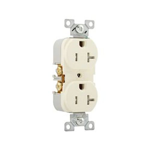 Main product image of Commercial Duplex Receptacle, #14-10 Awg 20A 125V, Back & Side, Almond, Pvc Body, 5-20R, TRBR20A-BXSP