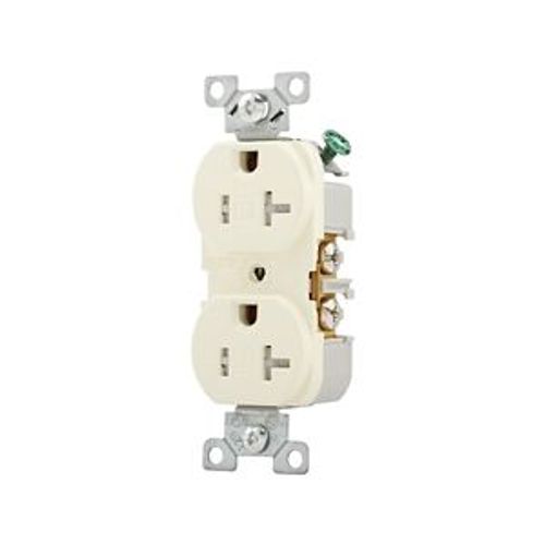 Main product image of Commercial Duplex Receptacle, #14-10 Awg 20A 125V, Back & Side, Almond, Pvc Body, 5-20R, TRBR20A-BXSP