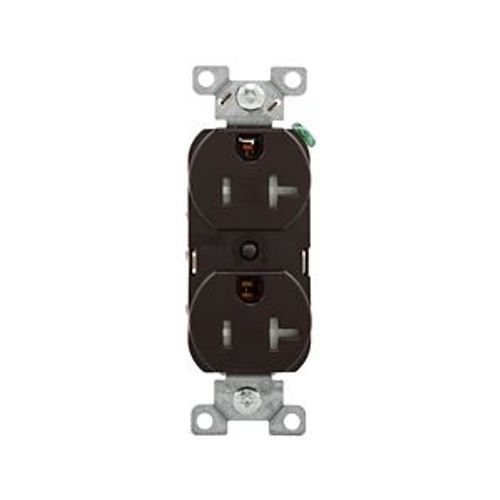 Main product image of Commercial Duplex Receptacle, #14-10 Awg 20A 125V, Back & Side, Brown, Pvc Body, 5-20R, TRBR20B-BXSP