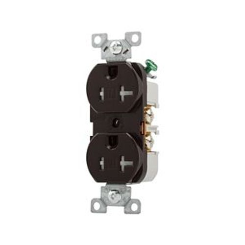 Main product image of Commercial Duplex Receptacle, #14-10 Awg 20A 125V, Back & Side, Brown, Pvc Body, 5-20R, TRBR20B-BXSP