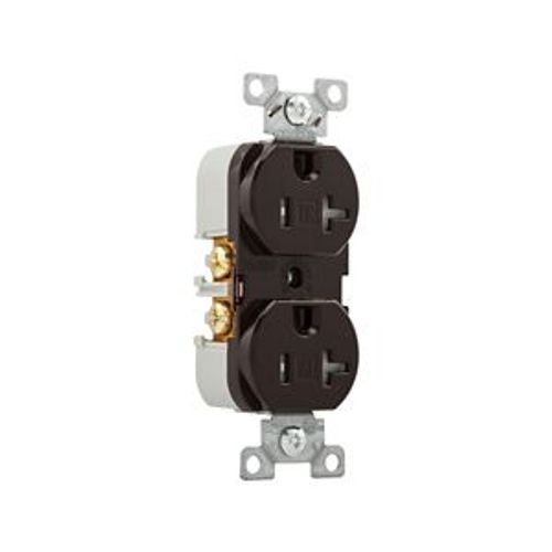 Main product image of Commercial Duplex Receptacle, #14-10 Awg 20A 125V, Back & Side, Brown, Pvc Body, 5-20R, TRBR20B-BXSP