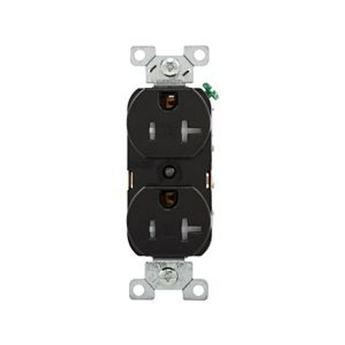Main product image of Commercial Duplex Receptacle, #14-10 Awg 20A 125V, Back & Side, Black, Pvc Body, 5-20R, TRBR20BKBXSP