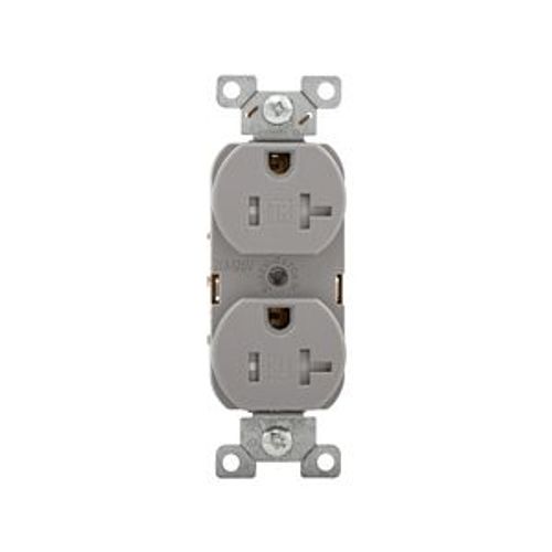 Main product image of Commercial Duplex Receptacle, #14-10 Awg 20A 125V, Back & Side, Gray, Pvc Body, 5-20R, TRBR20GYBXSP