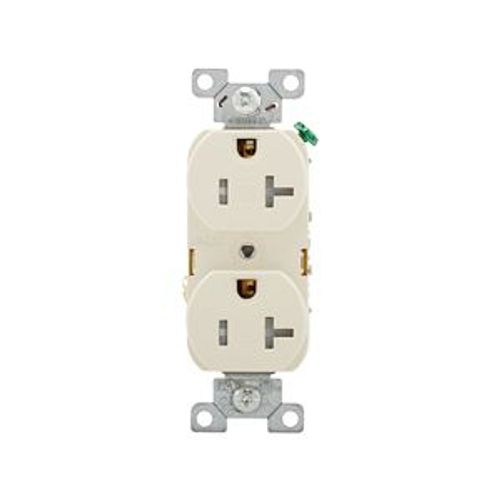 Main product image of Commercial Duplex Receptacle, #14-10 Awg 20A 125V, Back & Side, Light Almond, Pvc Body, 5-20R, TRBR20LABXSP