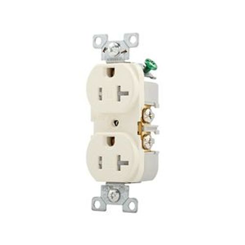 Main product image of Commercial Duplex Receptacle, #14-10 Awg 20A 125V, Back & Side, Light Almond, Pvc Body, 5-20R, TRBR20LABXSP
