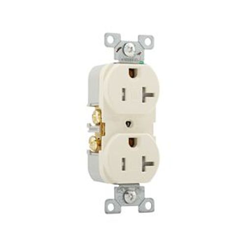 Main product image of Commercial Duplex Receptacle, #14-10 Awg 20A 125V, Back & Side, Light Almond, Pvc Body, 5-20R, TRBR20LABXSP