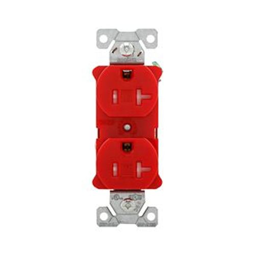 Main product image of Commercial Duplex Receptacle, #14-10 Awg 20A 125V, Back & Side, Red, 5-20R, TRBR20RDBXSP