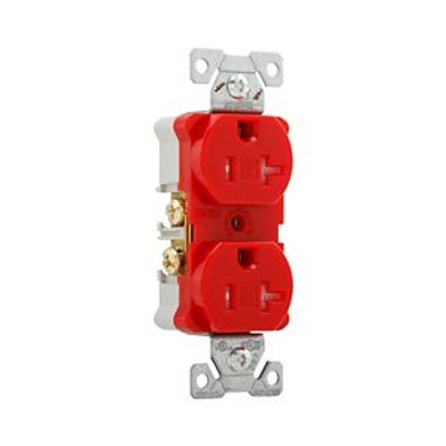 Main product image of Commercial Duplex Receptacle, #14-10 Awg 20A 125V, Back & Side, Red, 5-20R, TRBR20RDBXSP