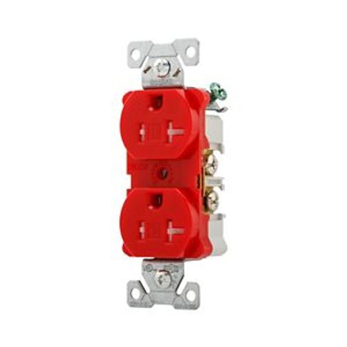 Main product image of Commercial Duplex Receptacle, #14-10 Awg 20A 125V, Back & Side, Red, 5-20R, TRBR20RDBXSP