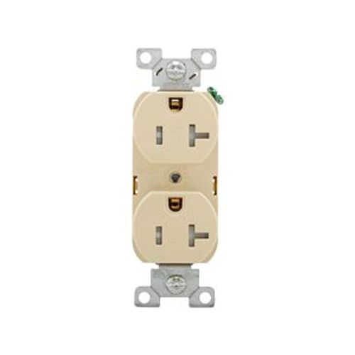 Main product image of Commercial Duplex Receptacle, #14-10 Awg 20A 125V, Back & Side, Ivory, Pvc Body, 5-20R, TRBR20V-BXSP