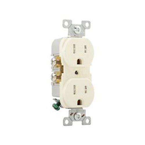 Main product image of Commercial Duplex Receptacle, #14-10 Awg 15A 125V, SideWire, Almond, Pvc Body, TRCR15A