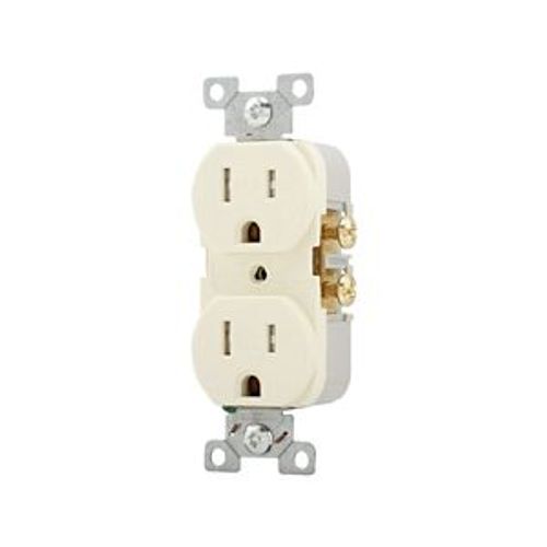 Main product image of Commercial Duplex Receptacle, #14-10 Awg 15A 125V, SideWire, Almond, Pvc Body, TRCR15A
