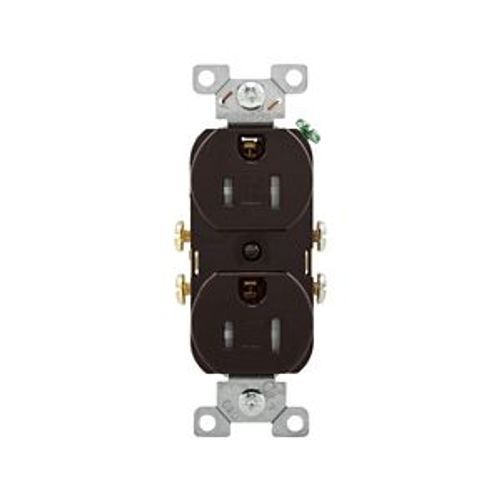 Main product image of Commercial Duplex Receptacle, #14-10 Awg 15A 125V, SideWire, Brown, Pvc Body, TRCR15B