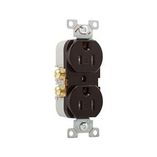 Main product image of Commercial Duplex Receptacle, #14-10 Awg 15A 125V, SideWire, Brown, Pvc Body, TRCR15B