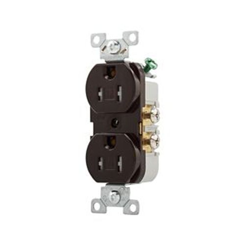 Main product image of Commercial Duplex Receptacle, #14-10 Awg 15A 125V, SideWire, Brown, Pvc Body, TRCR15B