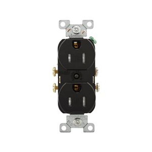Main product image of Commercial Duplex Receptacle, #14-10 Awg 15A 125V, SideWire, Black, Pvc Body, TRCR15BK