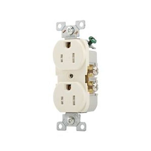 Main product image of Commercial Duplex Receptacle, #14-10 Awg 15A 125V, SideWire, Light Almond, Pvc Body, TRCR15LA