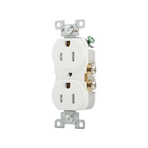 Main product image of Commercial Duplex Receptacle, #14-10 Awg 15A 125V, SideWire, Pvc Body, TRCR15W