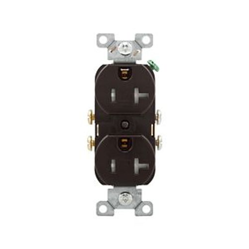 Main product image of Commercial Duplex Receptacle, #14-10 Awg 20A 125V, SideWire, Brown, Pvc Body, 5-20R, TRCR20B