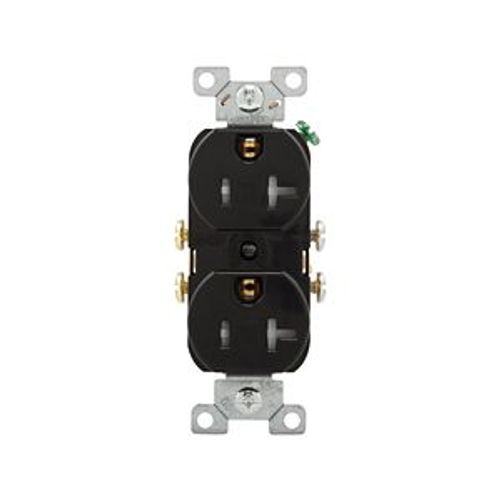 Main product image of Commercial Duplex Receptacle, #14-10 Awg 20A 125V, SideWire, Black, Pvc Body, 5-20R, TRCR20BK