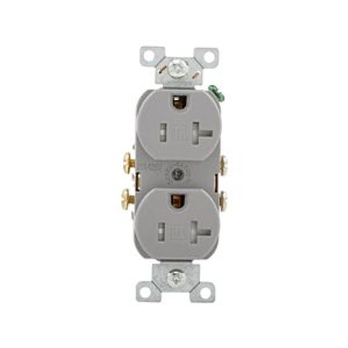 Main product image of Commercial Duplex Receptacle, #14-10 Awg 20A 125V, SideWire, Gray, Pvc Body, 5-20R, TRCR20GY