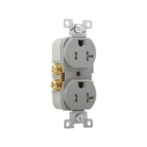 Main product image of Commercial Duplex Receptacle, #14-10 Awg 20A 125V, SideWire, Gray, Pvc Body, 5-20R, TRCR20GY