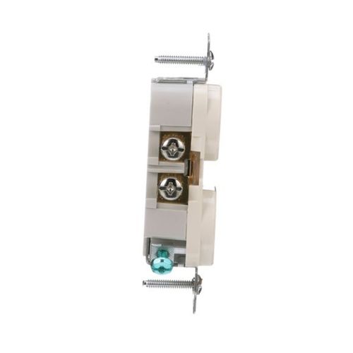 Main product image of Commercial Duplex Receptacle, #14-10 Awg 20A 125V, SideWire, Light Almond, Pvc Body, 5-20R, TRCR20LA