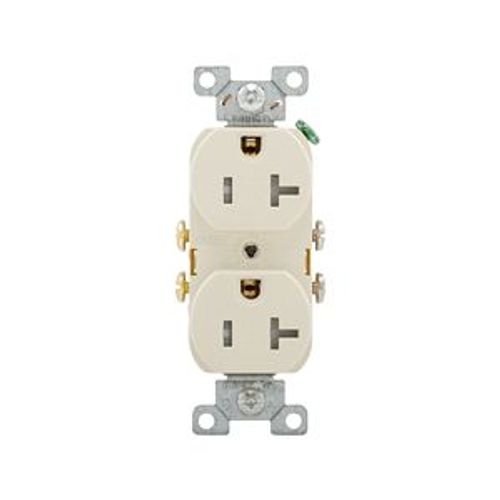 Main product image of Commercial Duplex Receptacle, #14-10 Awg 20A 125V, SideWire, Light Almond, Pvc Body, 5-20R, TRCR20LA