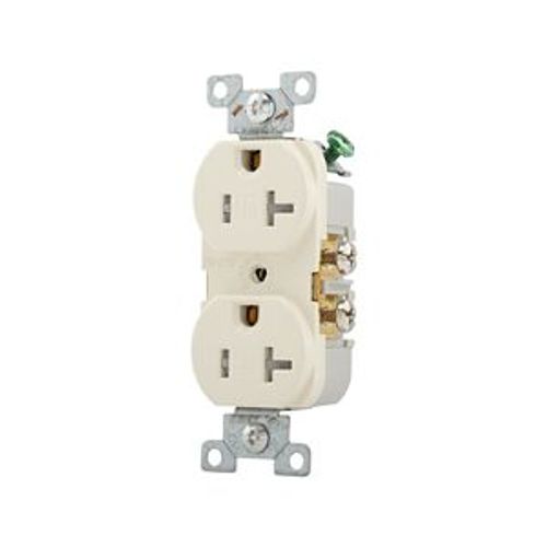 Main product image of Commercial Duplex Receptacle, #14-10 Awg 20A 125V, SideWire, Light Almond, Pvc Body, 5-20R, TRCR20LA