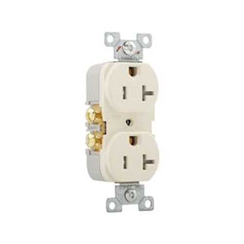 Main product image of Commercial Duplex Receptacle, #14-10 Awg 20A 125V, SideWire, Light Almond, Pvc Body, 5-20R, TRCR20LA