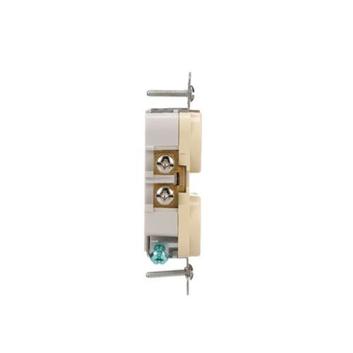 Main product image of Commercial Duplex Receptacle, #14-10 Awg 20A 125V, SideWire, Ivory, Pvc Body, 5-20R, TRCR20V