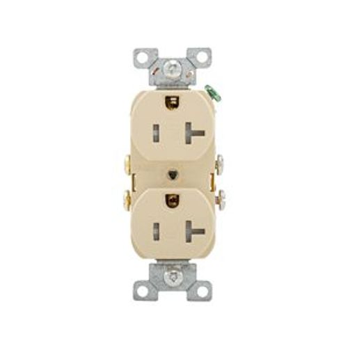 Main product image of Commercial Duplex Receptacle, #14-10 Awg 20A 125V, SideWire, Ivory, Pvc Body, 5-20R, TRCR20V