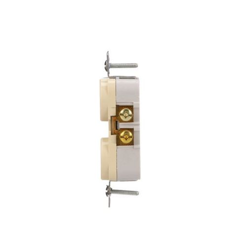 Main product image of Commercial Duplex Receptacle, #14-10 Awg 20A 125V, SideWire, Ivory, Pvc Body, 5-20R, TRCR20V