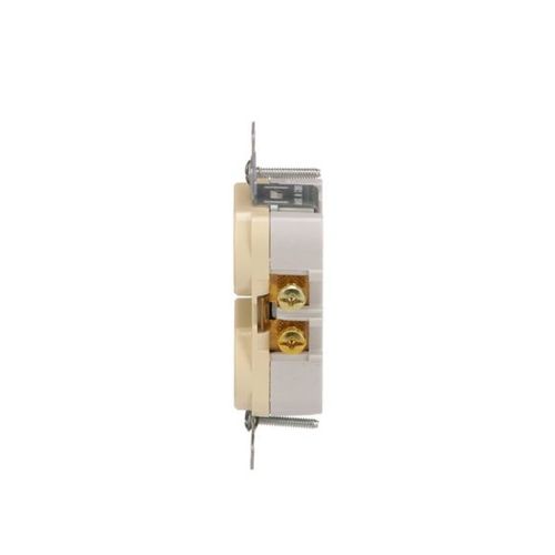 Main product image of Commercial Duplex Receptacle, #14-10 Awg 20A 125V, SideWire, Ivory, Pvc Body, 5-20R, TRCR20V