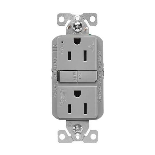 Main product image of Tamper-Resistant, Controlled, Self-Test Gfci, 15A, 125V, Gray, Slim Design, TRGFC15GY