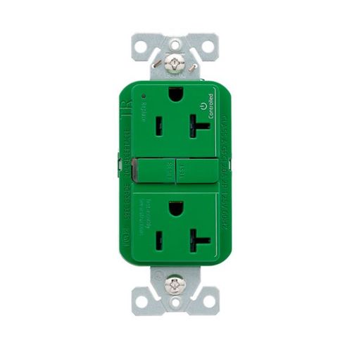 Main product image of Tamper-Resistant, Controlled, Self-Test Gfci, 20A, 125V, Green, Slim Design, TRGFC20GN