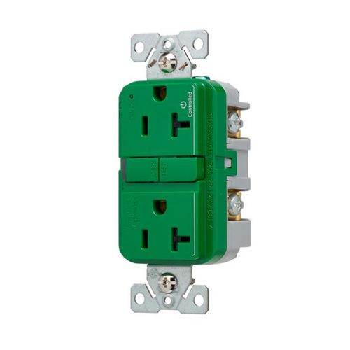 Main product image of Tamper-Resistant, Controlled, Self-Test Gfci, 20A, 125V, Green, Slim Design, TRGFC20GN